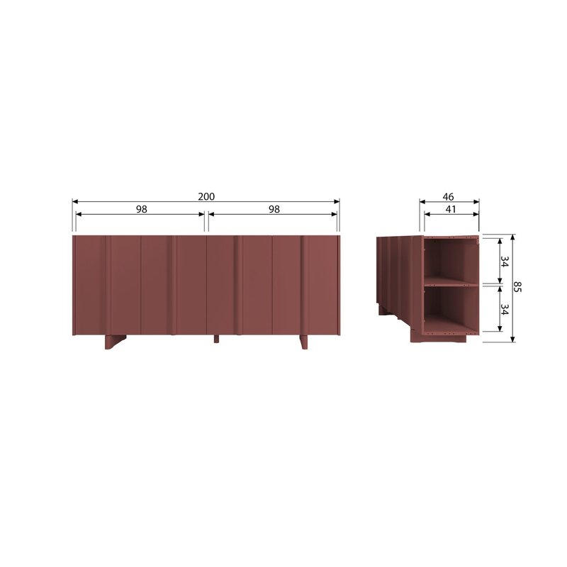 WOOOD-collectie BASU DRESSOIR GRENEN BORDEAUXROOD [fsc]
