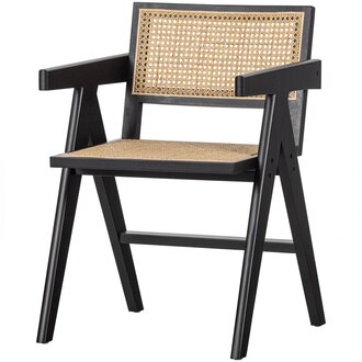 WOOOD GUNN EETKAMERSTOEL RATTAN/HOUT ZWART