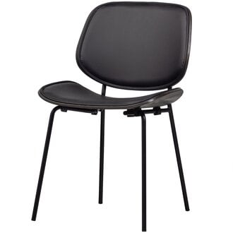 WOOOD CLOSE IN EETKAMERSTOEL LEERLOOK/MULTIPLEX ZWART (set of 2)