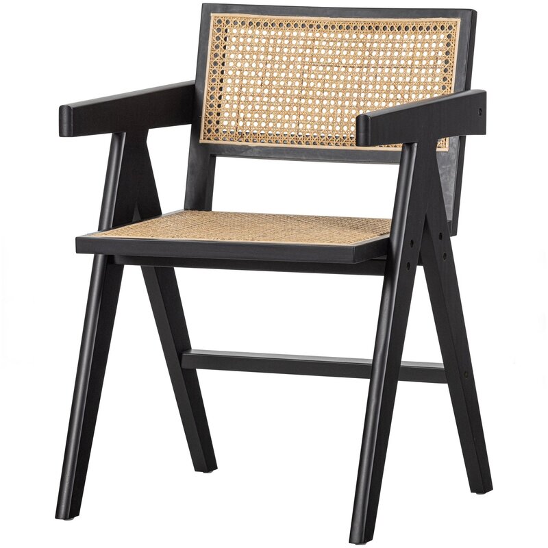 WOOOD-collectie GUNN EETKAMERSTOEL RATTAN/HOUT ZWART