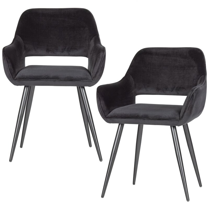 WOOOD-collectie JELLE STOEL VELVET ZWART - SET VAN 2