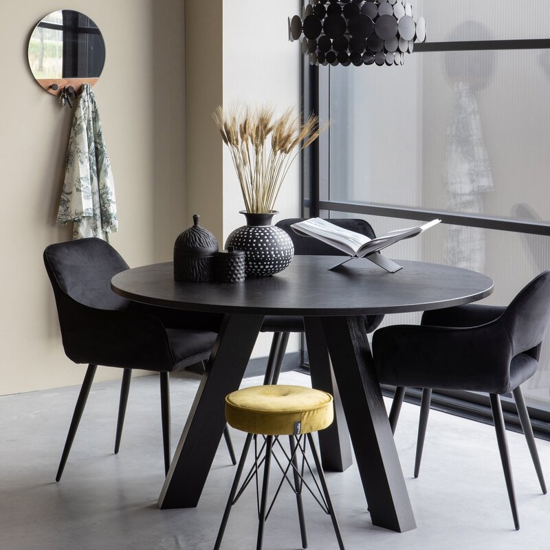 WOOOD-collectie JELLE STOEL VELVET ZWART - SET VAN 2