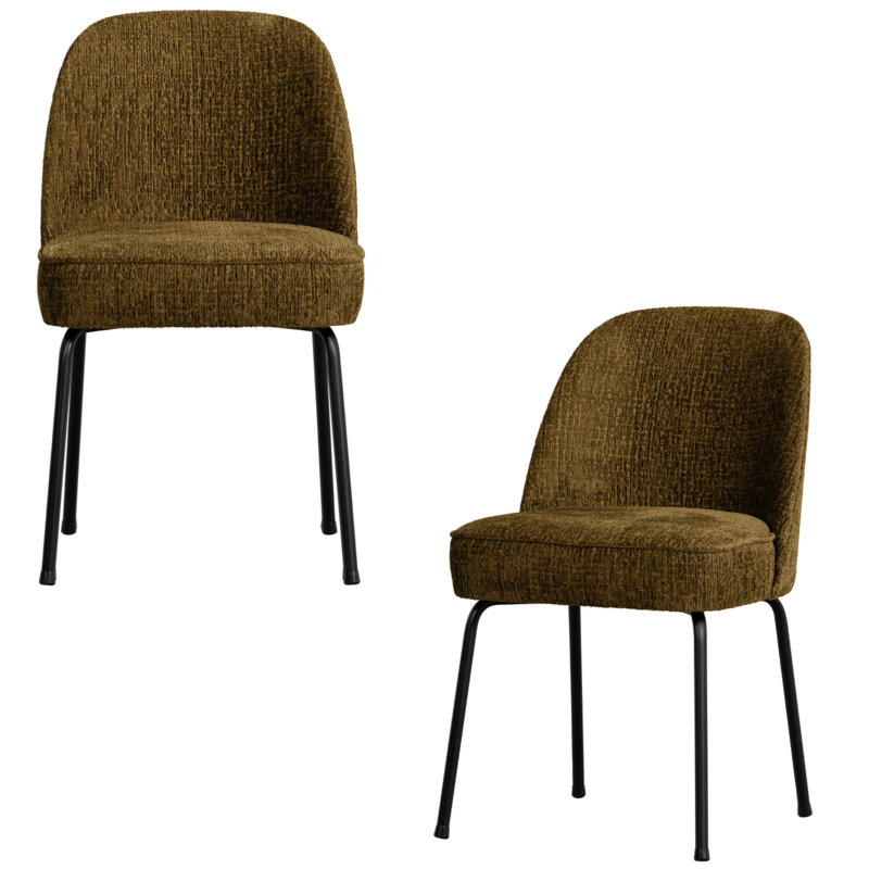 WOOOD-collectie VOGUE EETKAMERSTOEL STRUCTURE VELVET BRASS (set of 2)