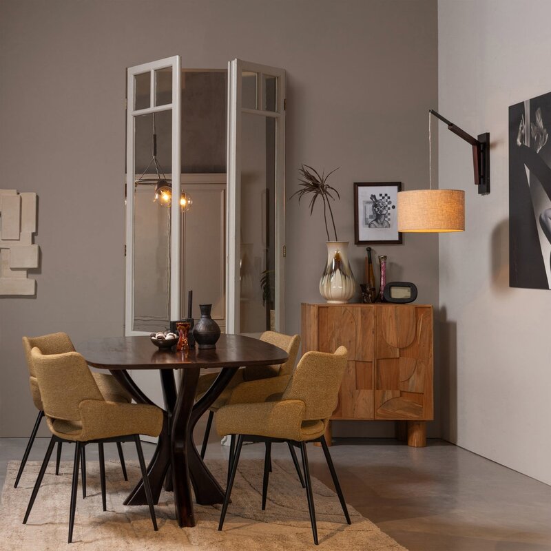 WOOOD-collectie PARADE EETKAMERSTOEL MELANGE STOF MOSTERD (set of 2)