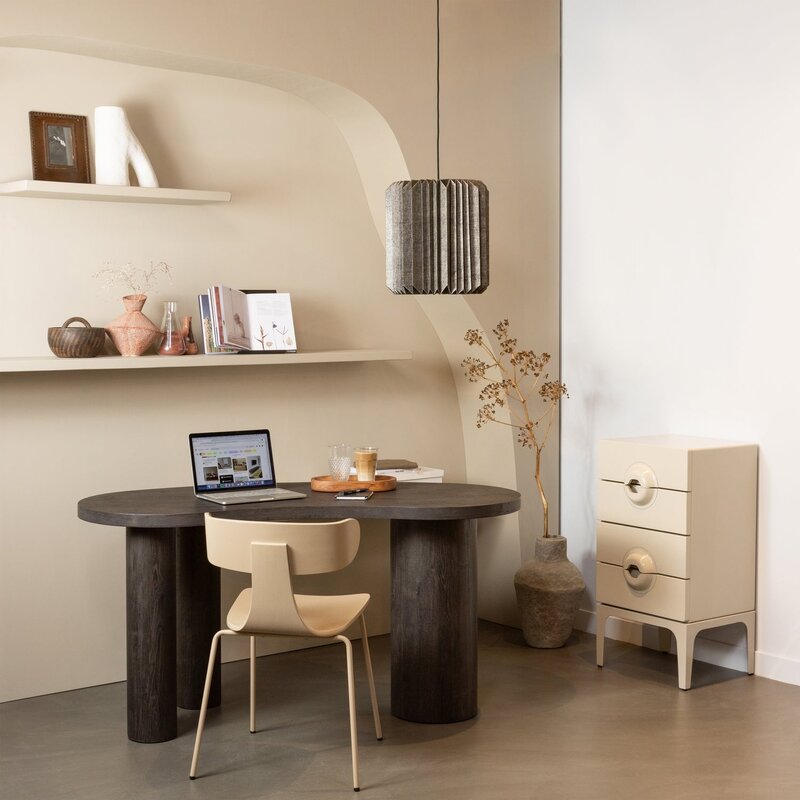 WOOOD-collectie FORM HOUTEN STOEL MET METALEN POOT ZAND (set of 2)