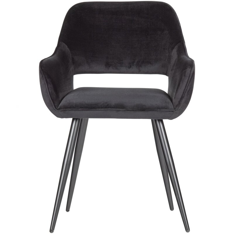 WOOOD-collectie JELLE STOEL VELVET ZWART - SET VAN 2