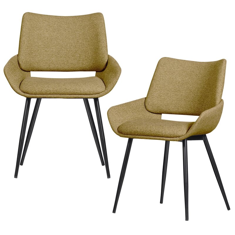 WOOOD-collectie PARADE EETKAMERSTOEL MELANGE STOF MOSTERD (set of 2)