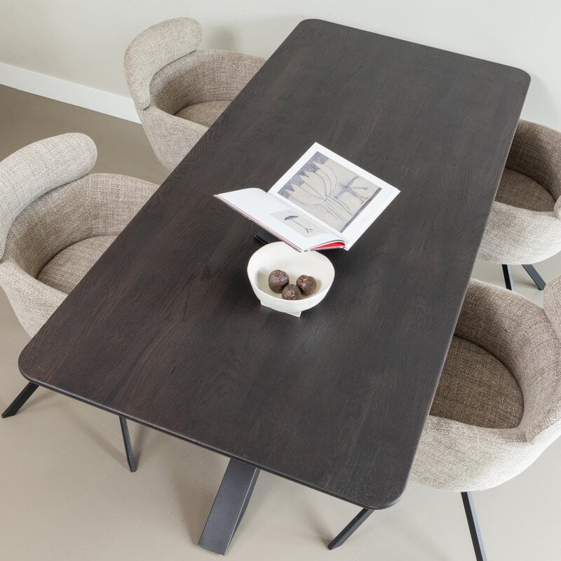 WOOOD-collectie FENNE DRAAIBARE EETKAMERSTOEL GEWEVEN STOF NATUREL (set of 2)