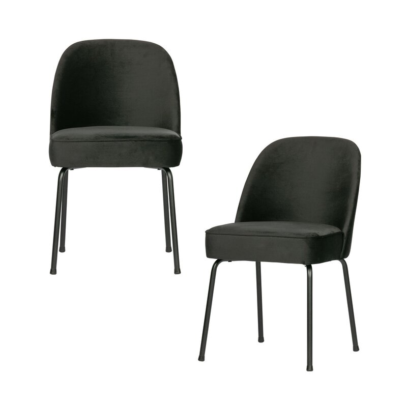 WOOOD-collectie VOGUE EETKAMERSTOEL VELVET ZWART (set of 2)