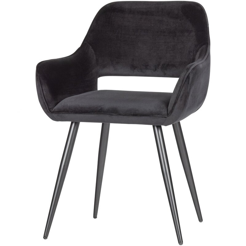 WOOOD-collectie JELLE STOEL VELVET ZWART - SET VAN 2