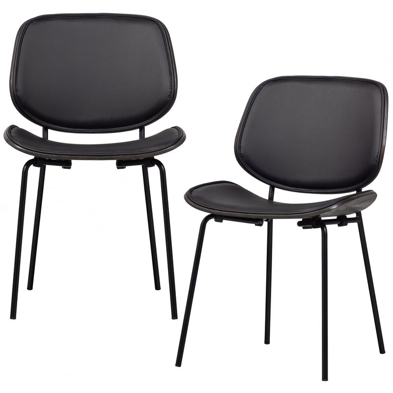 WOOOD-collectie CLOSE IN EETKAMERSTOEL LEERLOOK/MULTIPLEX ZWART (set of 2)