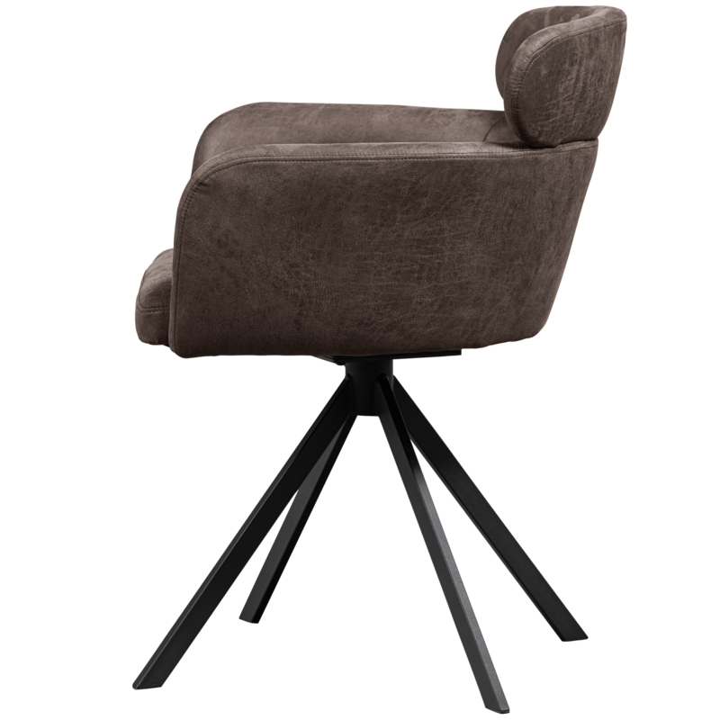 WOOOD-collectie FENNE DRAAIBARE EETKAMERSTOEL LEERLOOK ZWART/GRIJS (set of 2)