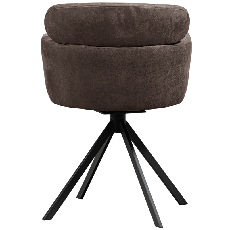 WOOOD-collectie FENNE DRAAIBARE EETKAMERSTOEL LEERLOOK ZWART/GRIJS (set of 2)