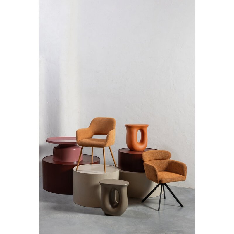 WOOOD-collectie FENNE DRAAIBARE EETKAMERSTOEL GEWEVEN STOF GINGER (set of 2)