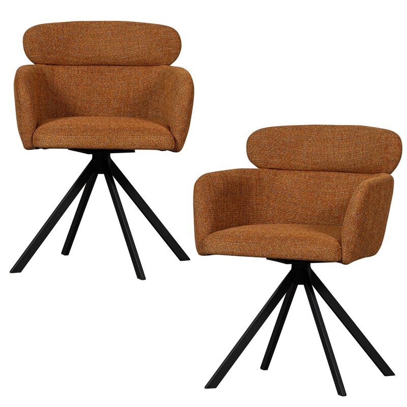 WOOOD-collectie FENNE DRAAIBARE EETKAMERSTOEL GEWEVEN STOF GINGER (set of 2)