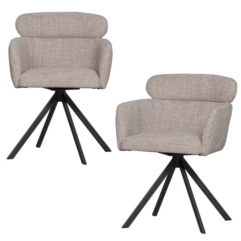 WOOOD-collectie FENNE DRAAIBARE EETKAMERSTOEL GEWEVEN STOF NATUREL (set of 2)