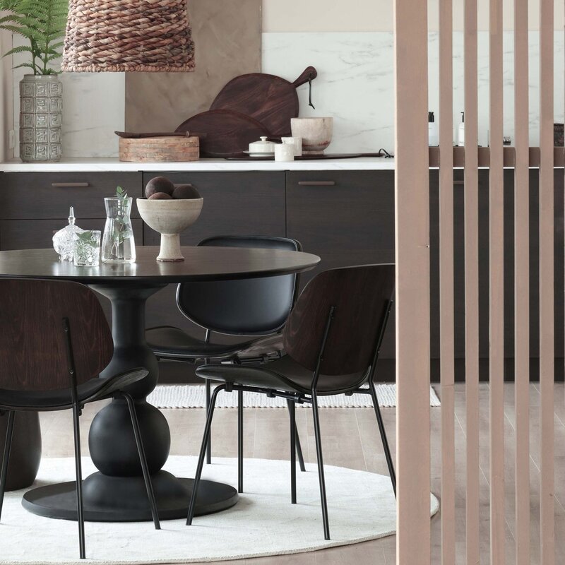 WOOOD-collectie CLOSE IN EETKAMERSTOEL LEERLOOK/MULTIPLEX ZWART (set of 2)