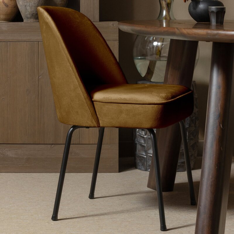 WOOOD-collectie VOGUE EETKAMERSTOEL VELVET HONINGGEEL (set of 2)