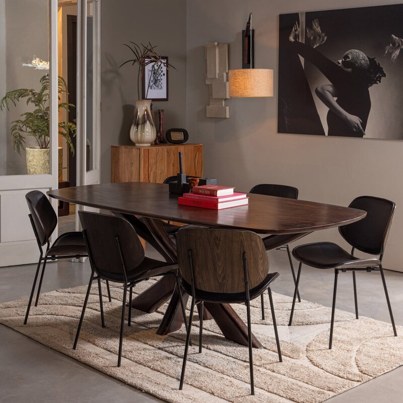 WOOOD-collectie CLOSE IN EETKAMERSTOEL LEERLOOK/MULTIPLEX ZWART (set of 2)