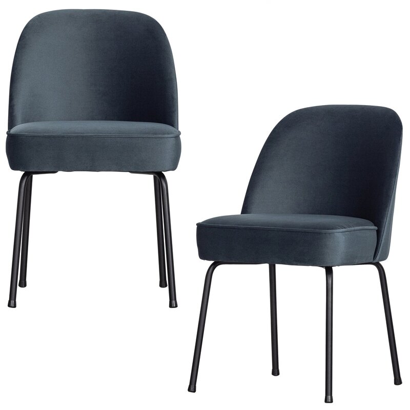 WOOOD-collectie VOGUE EETKAMERSTOEL VELVET BLAUW (set of 2)