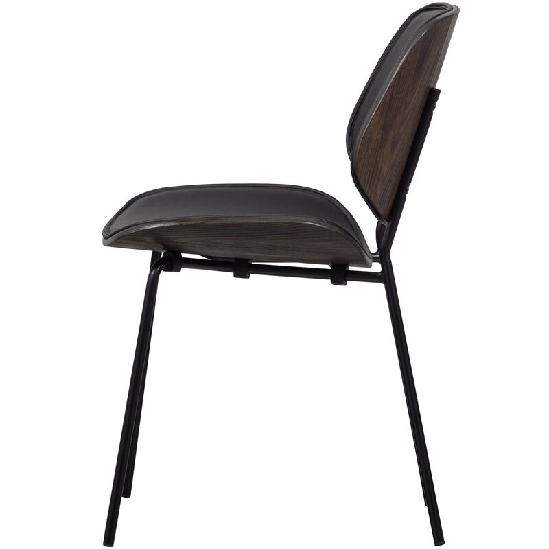 WOOOD-collectie CLOSE IN EETKAMERSTOEL LEERLOOK/MULTIPLEX ZWART (set of 2)