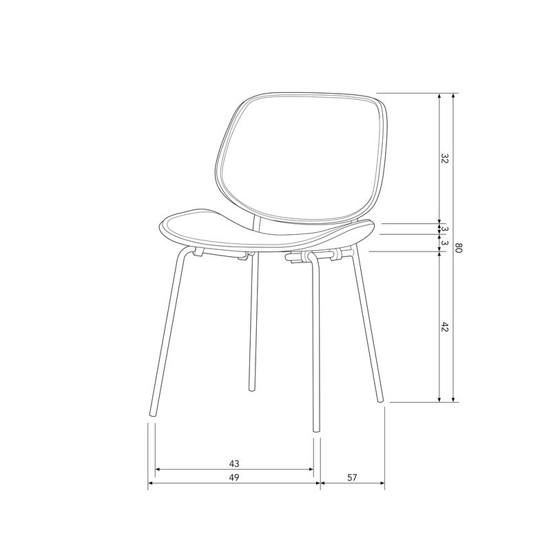WOOOD-collectie CLOSE IN EETKAMERSTOEL LEERLOOK/MULTIPLEX ZWART (set of 2)