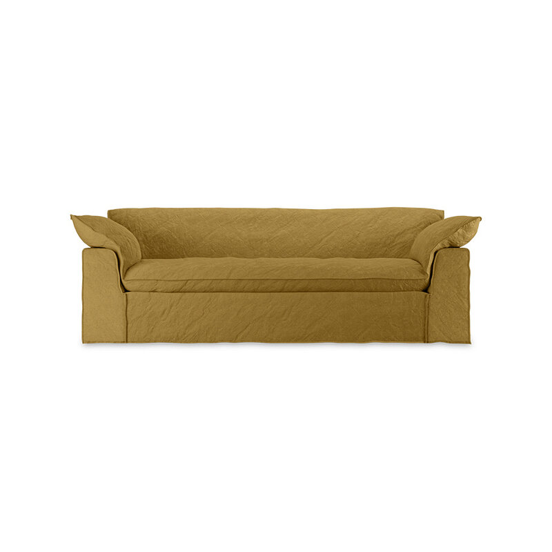 HKLIVING-collectie Nomad bank: 244cm, linnen, burnt ochre