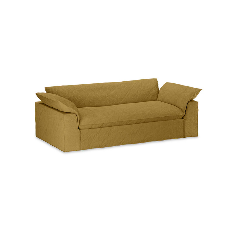 HKLIVING-collectie Nomad bank: 244cm, linnen, burnt ochre