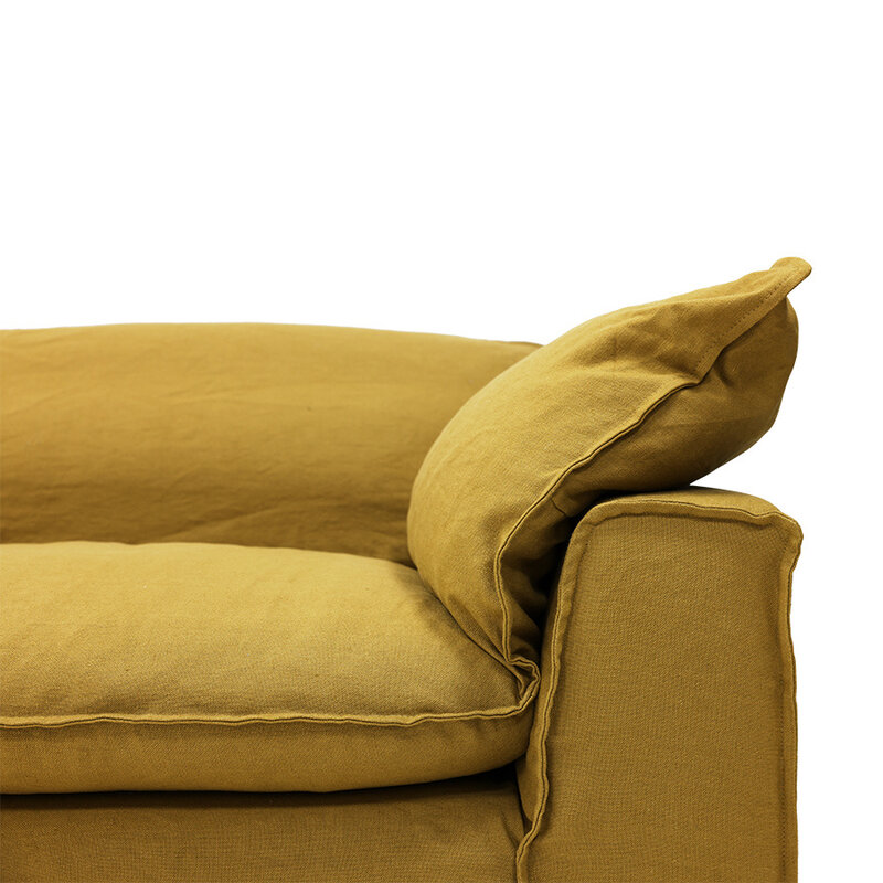 HKLIVING-collectie Nomad bank: 244cm, linnen, burnt ochre
