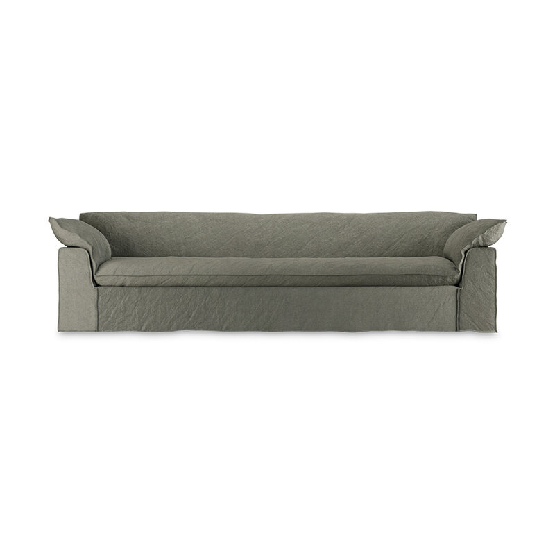 HKLIVING-collectie Nomad bank: 305cm, linnen, army green