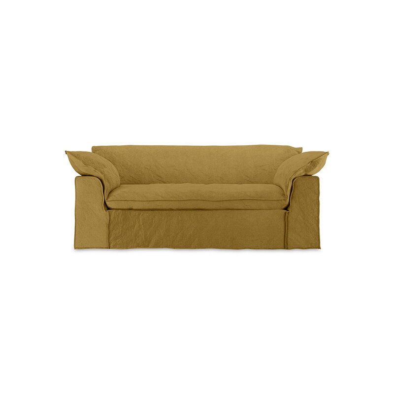HKLIVING-collectie Nomad bank: 204cm, linnen, burnt ochre