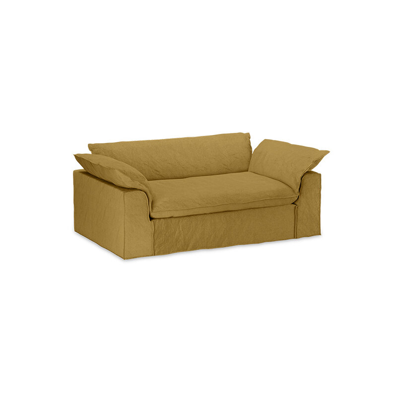 HKLIVING-collectie Nomad bank: 204cm, linnen, burnt ochre