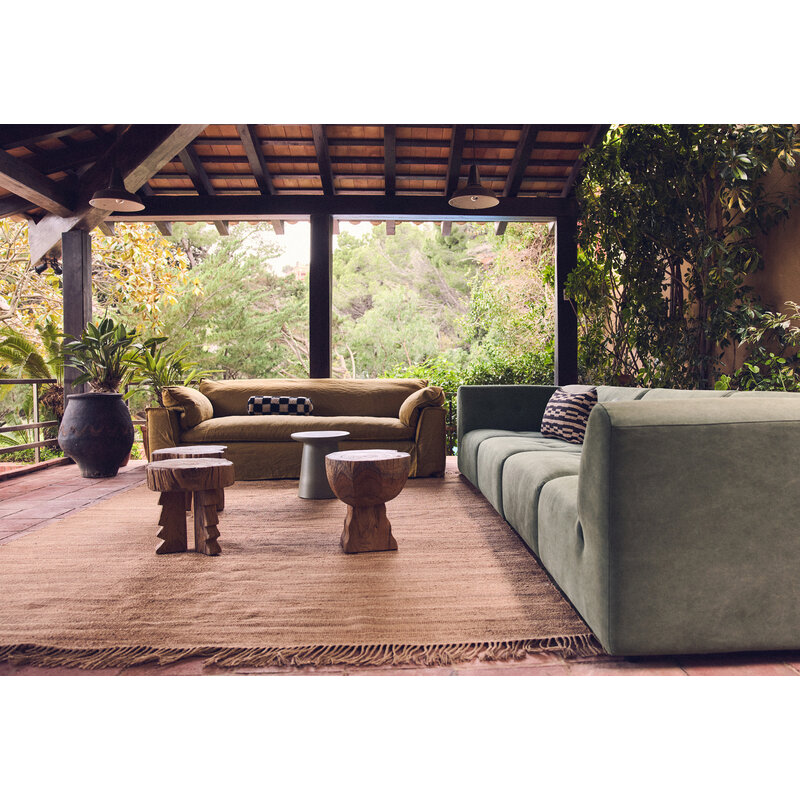 HKLIVING-collectie Nomad bank: 204cm, linnen, burnt ochre