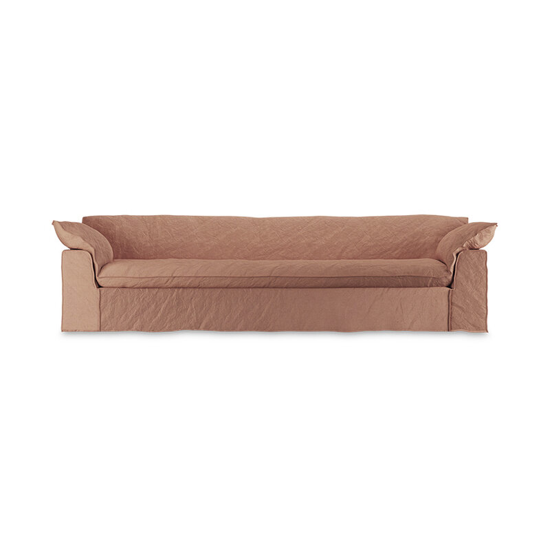 HKLIVING-collectie Nomad bank: 305cm, linnen, dusty rose