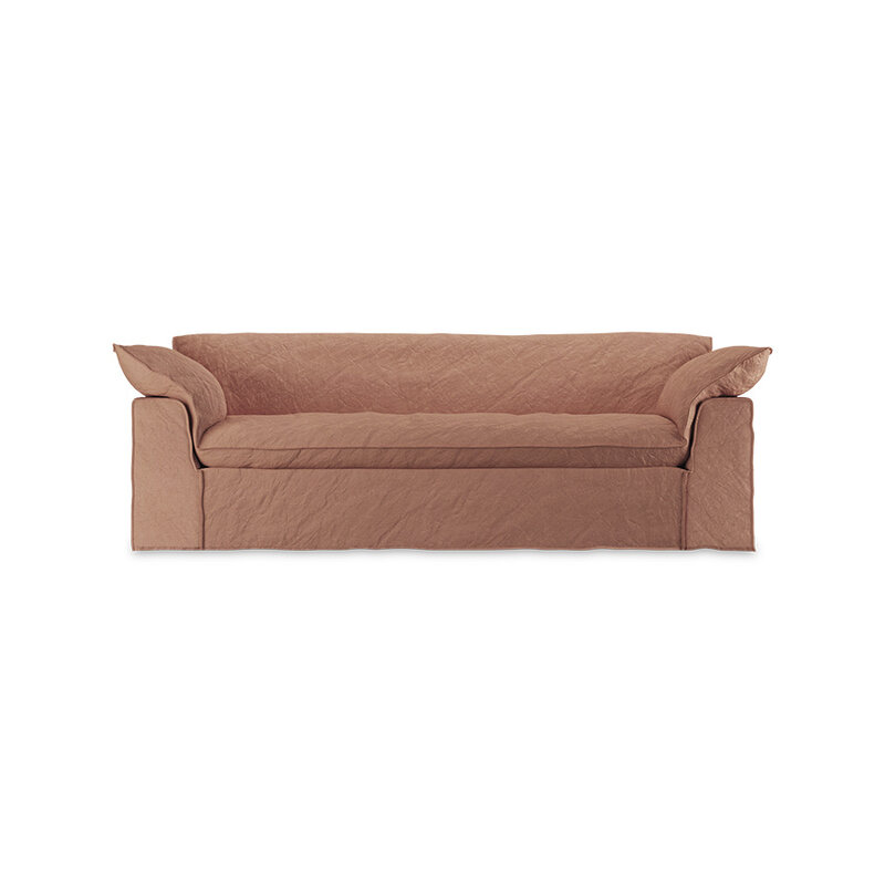 HKLIVING-collectie Nomad bank: 244cm, linnen, dusty rose