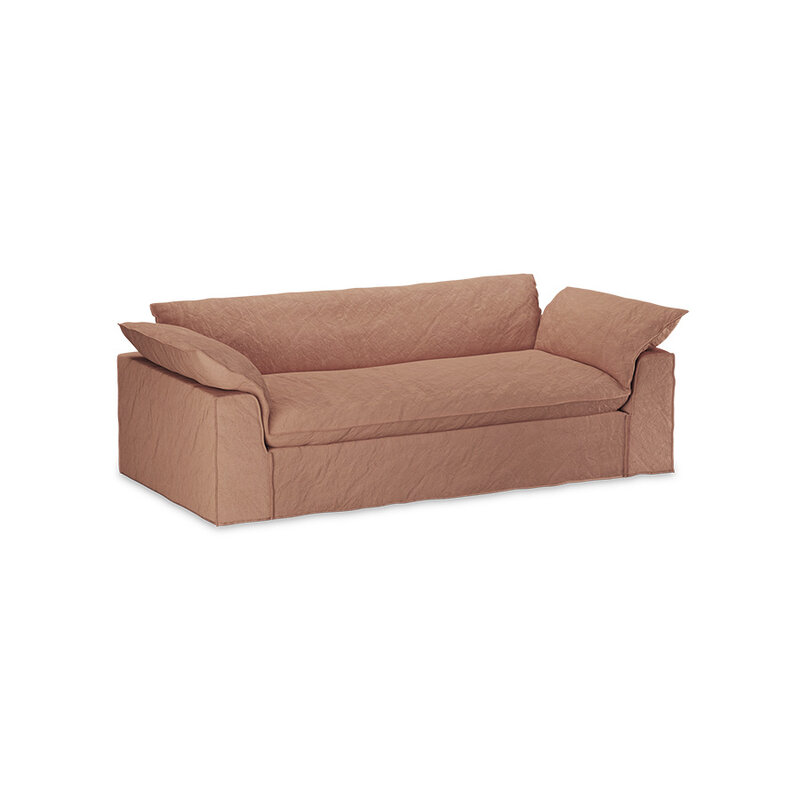 HKLIVING-collectie Nomad bank: 244cm, linnen, dusty rose