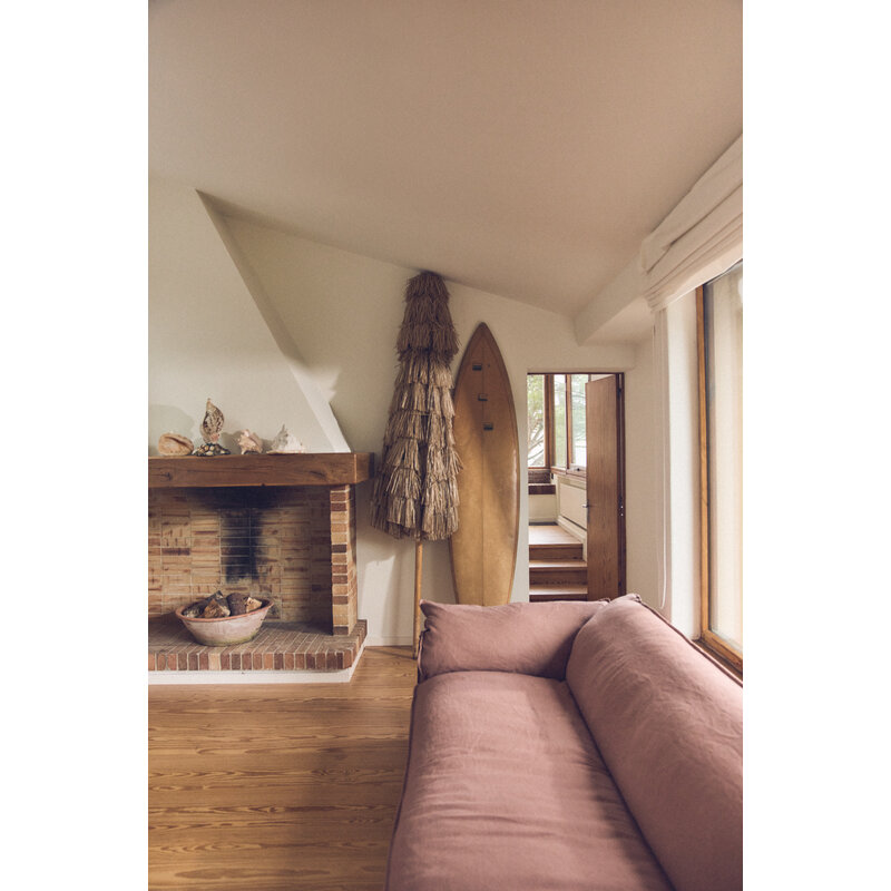 HKLIVING-collectie Nomad bank: 244cm, linnen, dusty rose