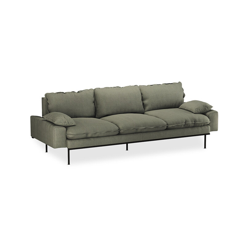 HKLIVING-collectie Retro sofa: 4-seats, linnen, army green