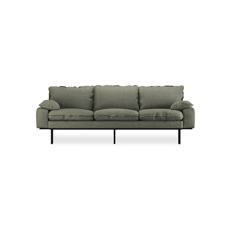 HKLIVING-collectie Retro sofa: 3-seats, linnen, army green