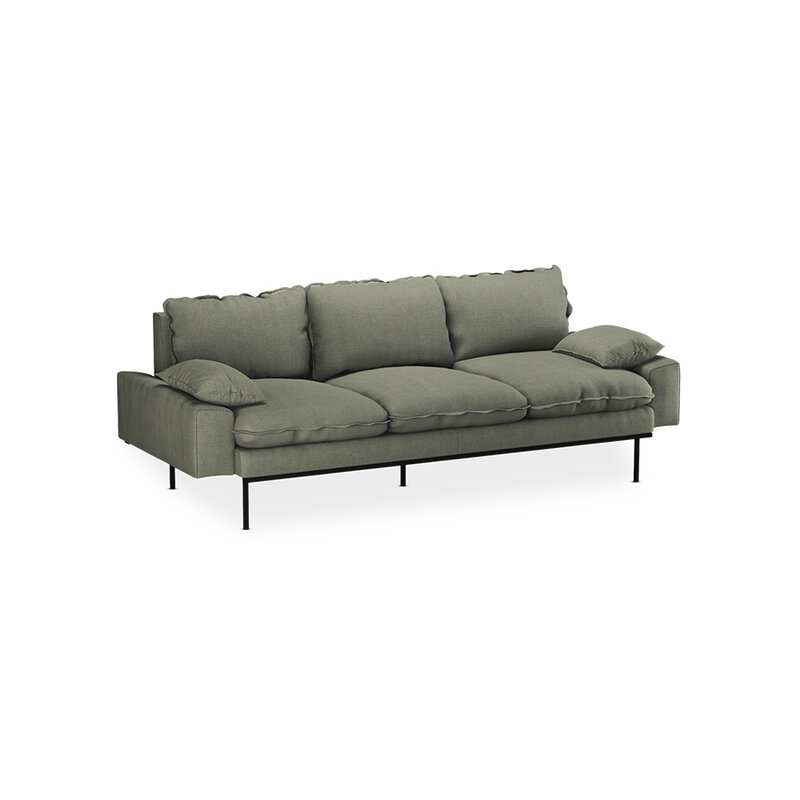 HKLIVING-collectie Retro sofa: 3-seats, linnen, army green