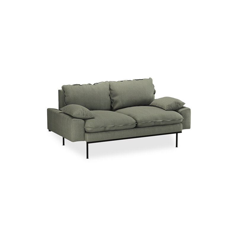 HKLIVING-collectie Retro sofa: 2-seats, linnen, army green