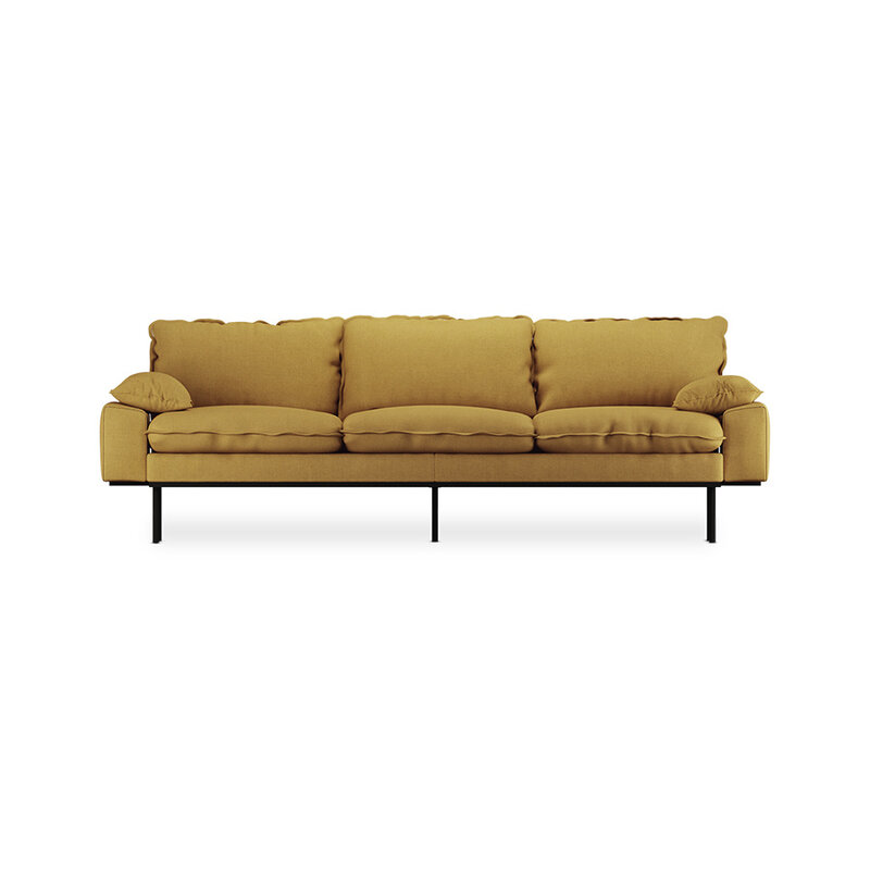 HKLIVING-collectie Retro sofa: 4-seats, linnen, burnt ochre