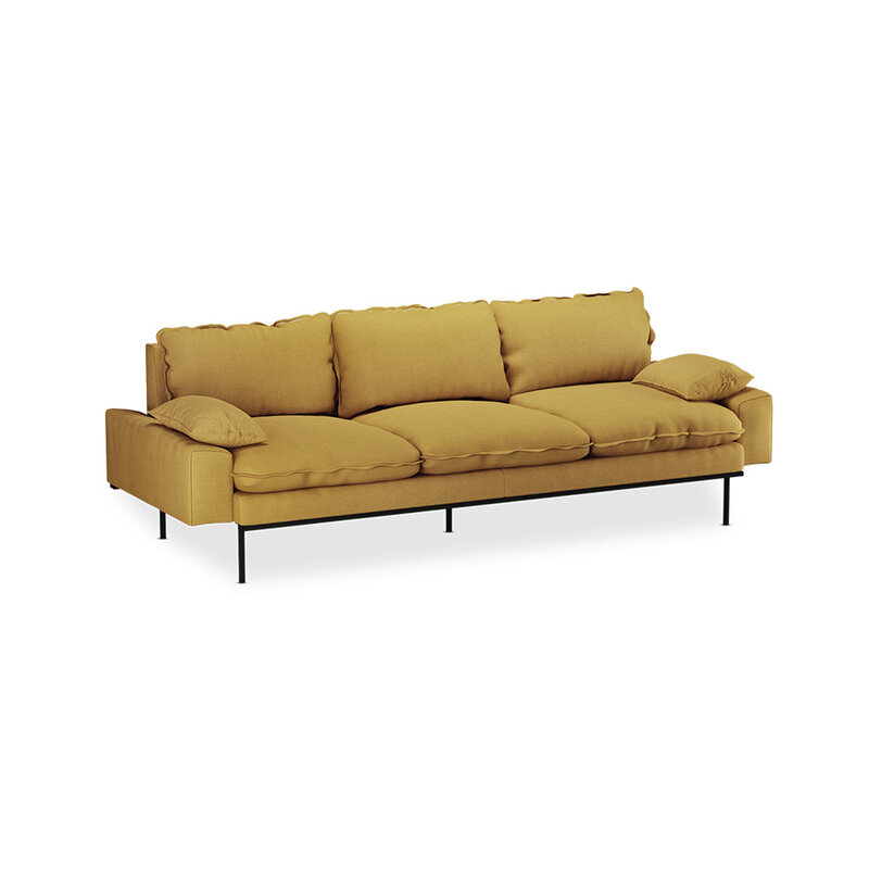 HKLIVING-collectie Retro sofa: 4-seats, linnen, burnt ochre