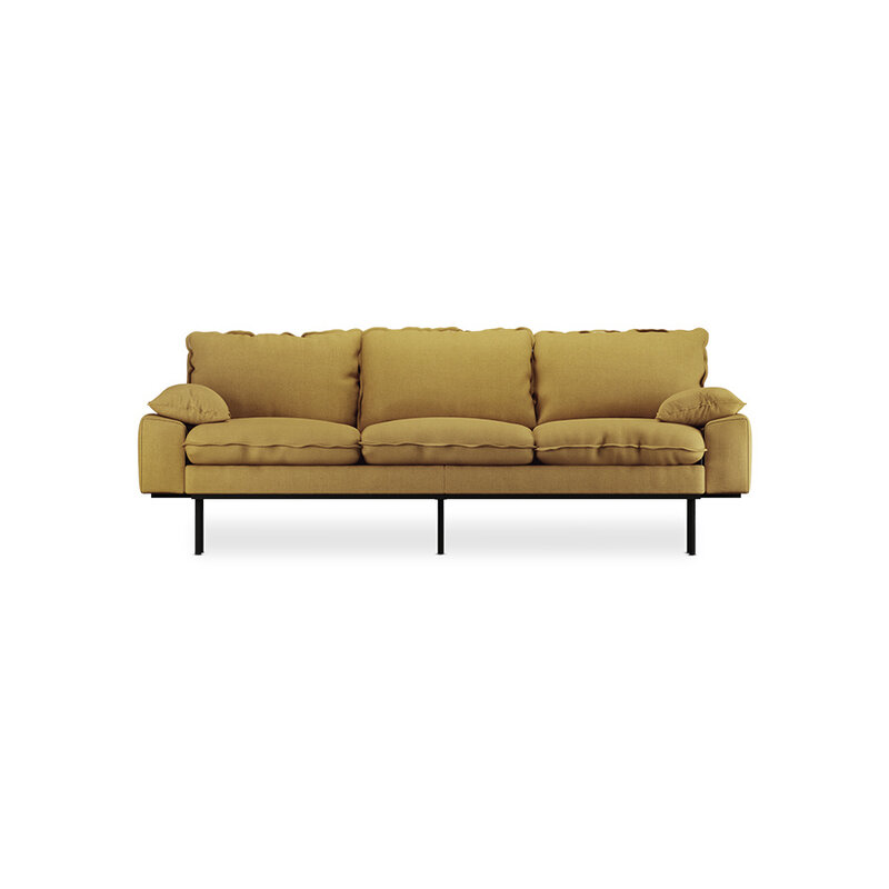 HKLIVING-collectie Retro sofa: 3-seats, linnen, burnt ochre