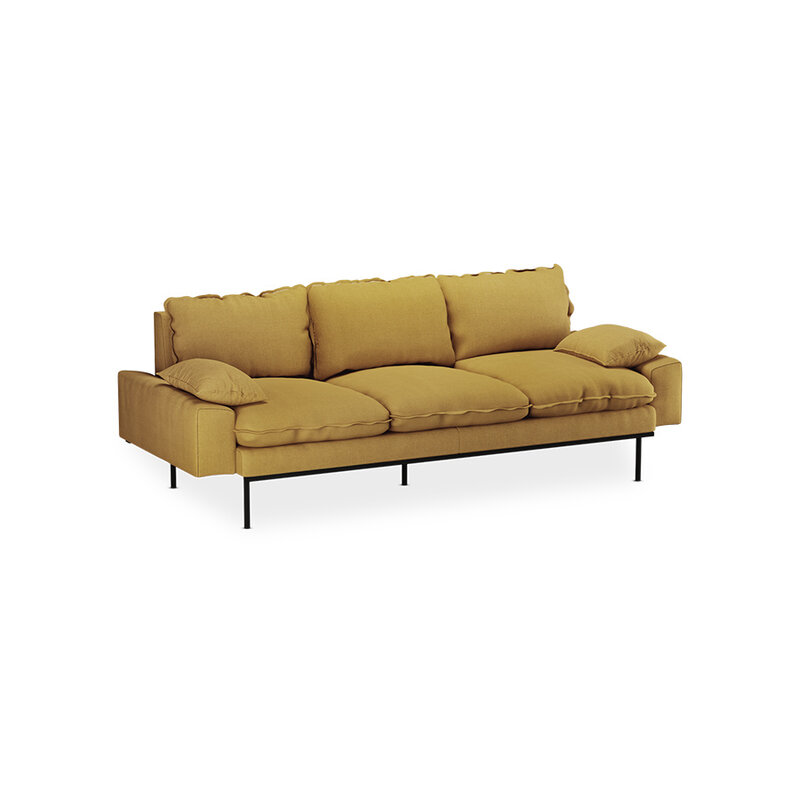 HKLIVING-collectie Retro sofa: 3-seats, linnen, burnt ochre