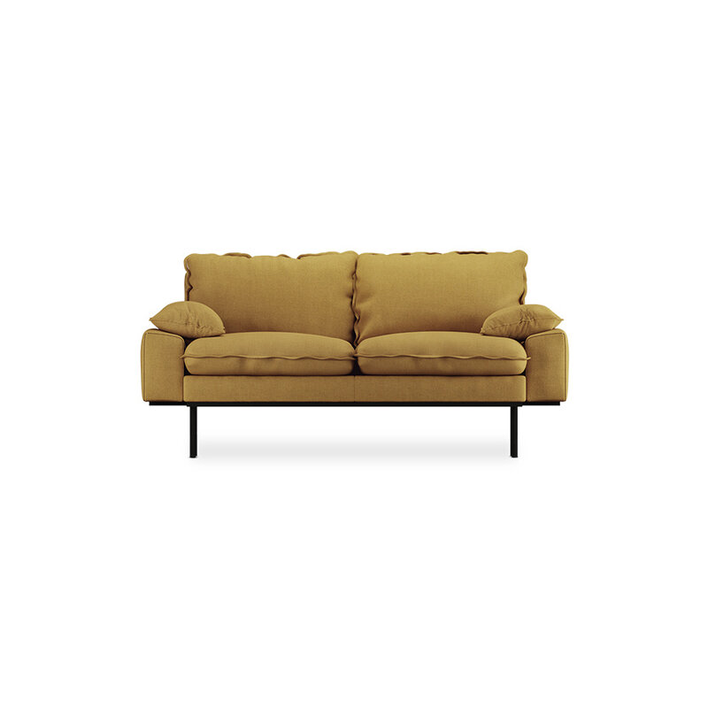 HKLIVING-collectie Retro sofa: 2-seats, linnen, burnt ochre