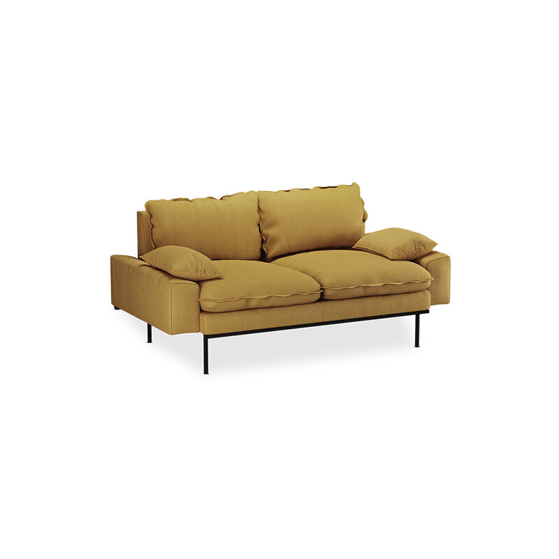 HKLIVING-collectie Retro sofa: 2-seats, linnen, burnt ochre
