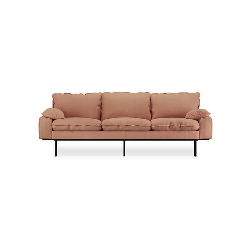 HKLIVING-collectie Retro sofa: 3-seats, linnen, dusty rose
