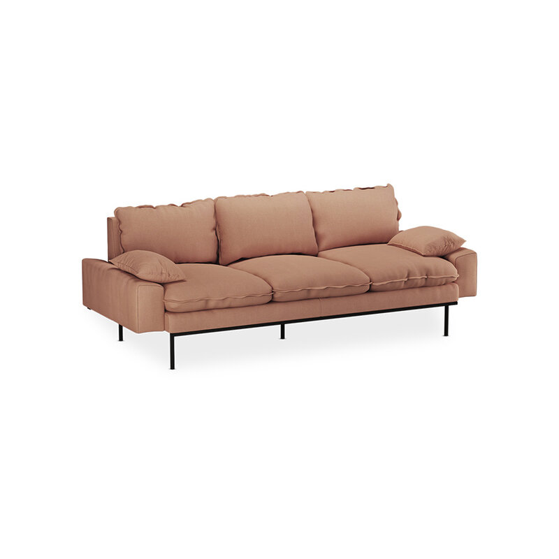 HKLIVING-collectie Retro sofa: 3-seats, linnen, dusty rose
