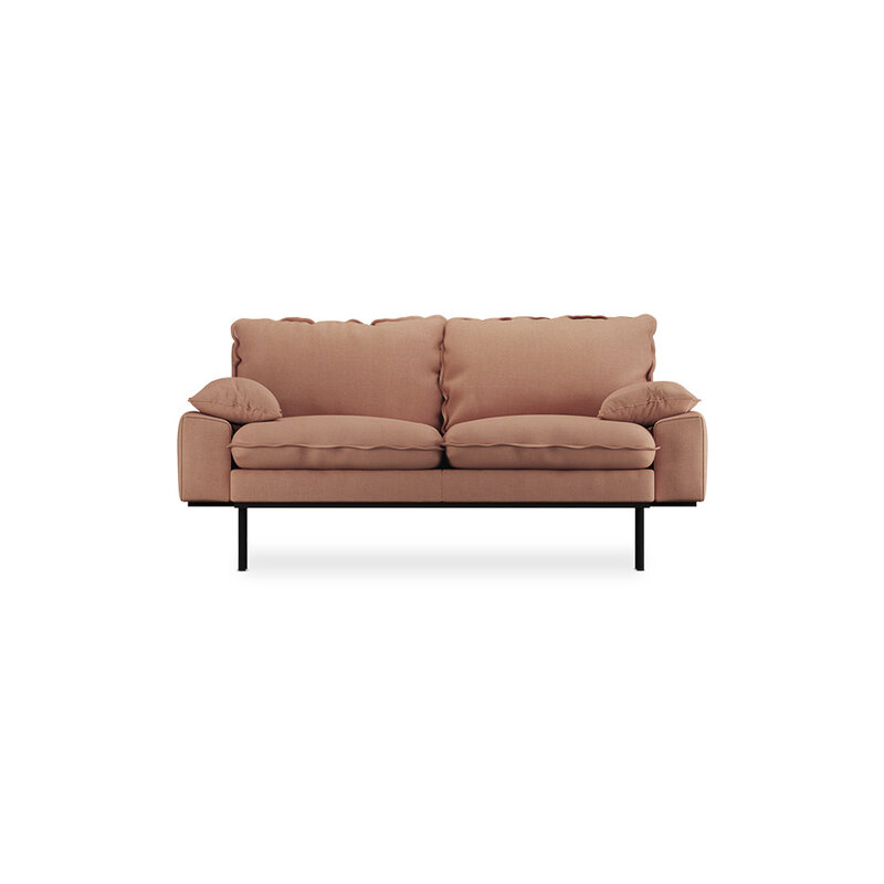 HKLIVING-collectie Retro sofa: 2-seats, linnen, dusty rose